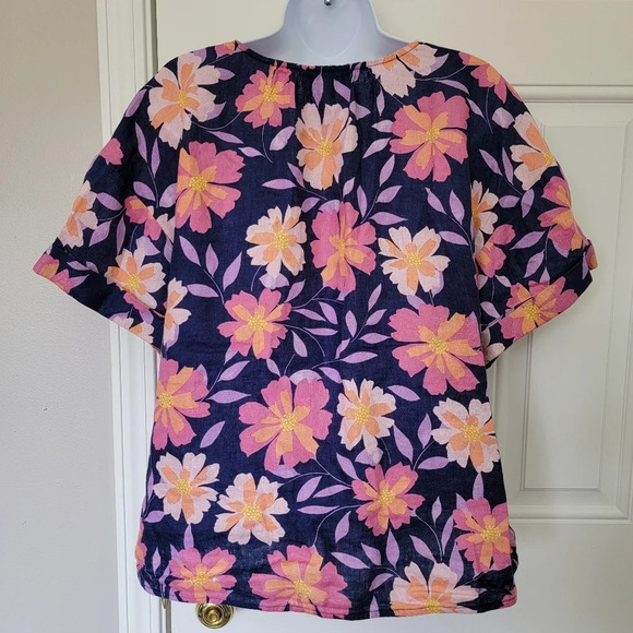 Set Of 2 Charter Club Luxury 100% Linen Red And Floral Tie-Front Top Size XXL - Picture 7 of 12